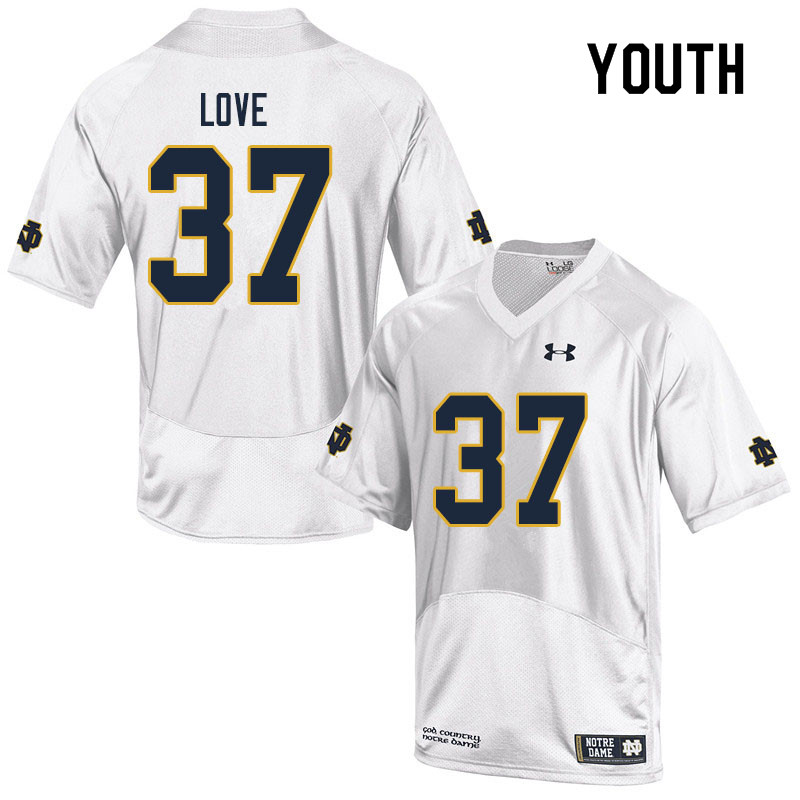 Youth NCAA Notre Dame Fighting Irish #37 Chase Love Stitched College Under Armour Authentic White Football Jersey AH10Y40UH